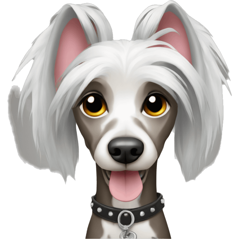 Punk Chinese crested dog emoji