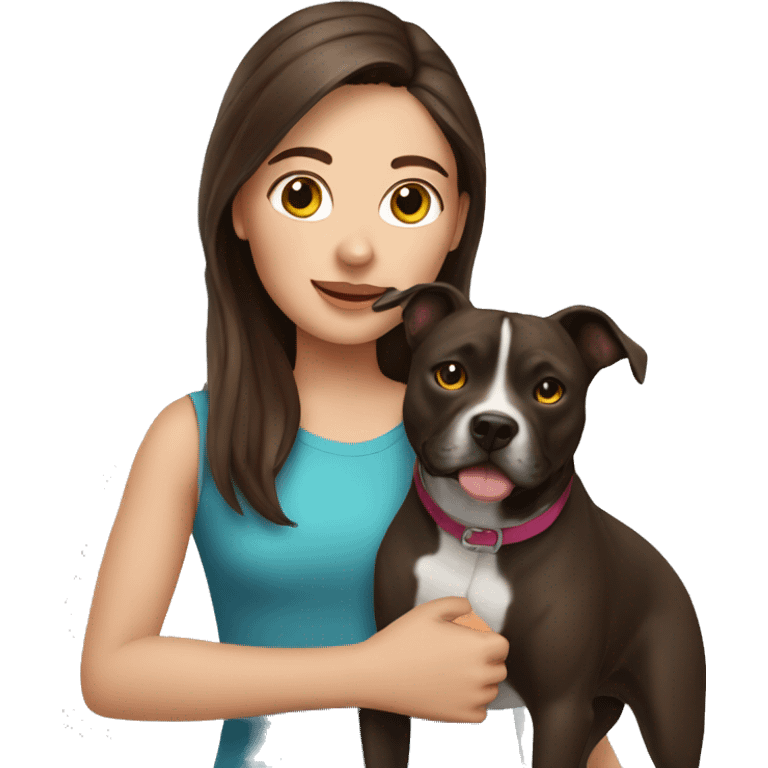 brunette girl with staffy dog emoji