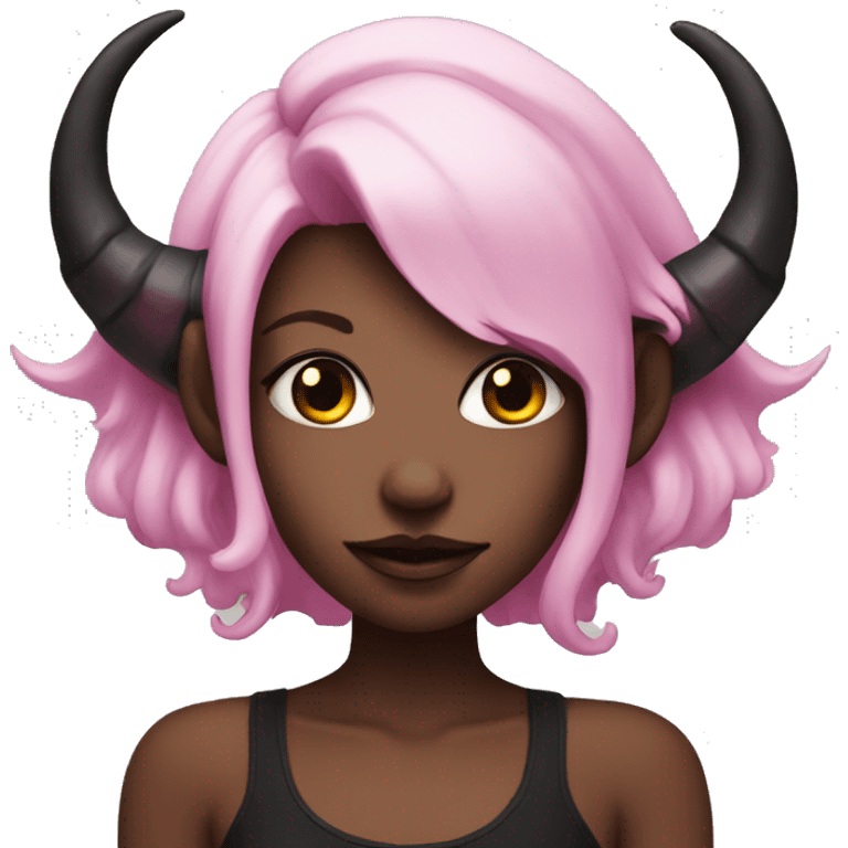 demon girl with black and pink hair and horns  emoji