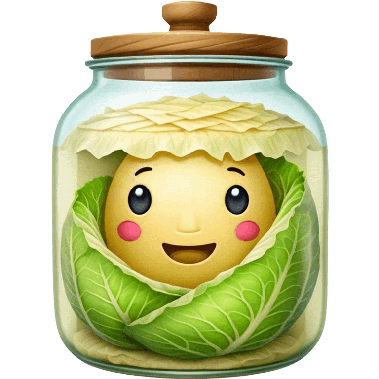 Sauerkraut Cinematic Realistic Sauerkraut Dish Emoji, depicted as tangy fermented cabbage neatly served in a traditional jar, rendered with vibrant textures and crisp, natural lighting. emoji