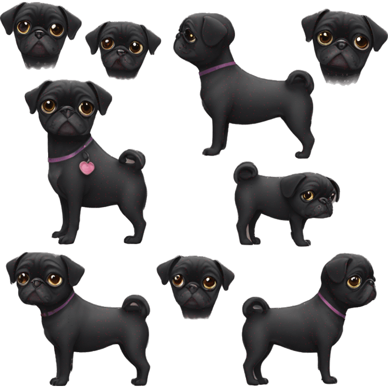 Black pug girl emoji