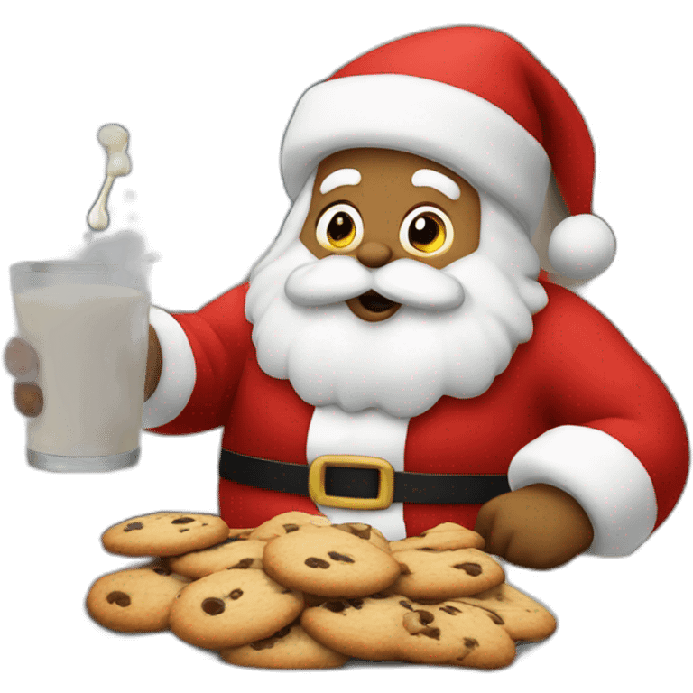 Santa Claus eating a cookie and drinking milk emoji