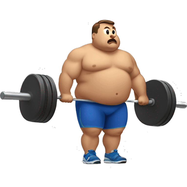 Fat man lifting barbell emoji