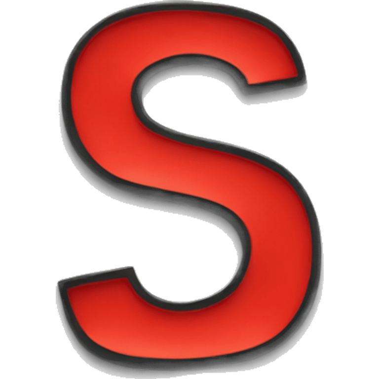 Red letter s in moonlightning font, black outline emoji