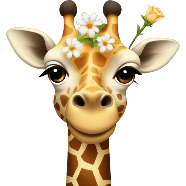 Giraffe with a flower on the head emoji