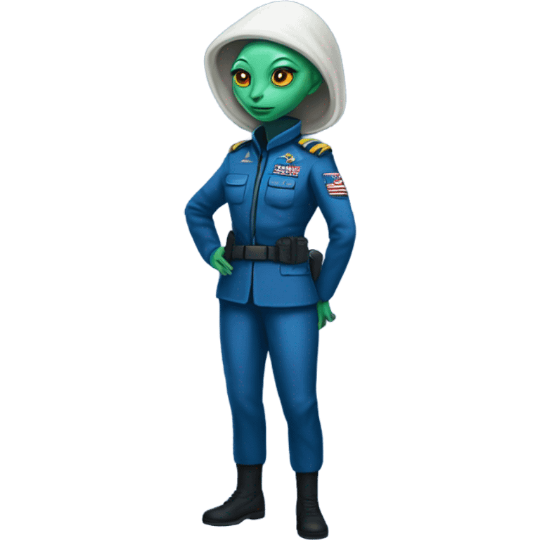 Reptilian Alien woman general blue uniform usa space force, full body,  emoji