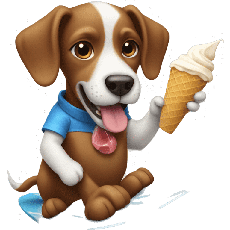 Dog eating icecream while surfing emoji