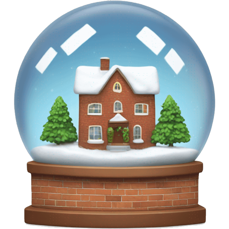 Snow globe with brick house in middle emoji