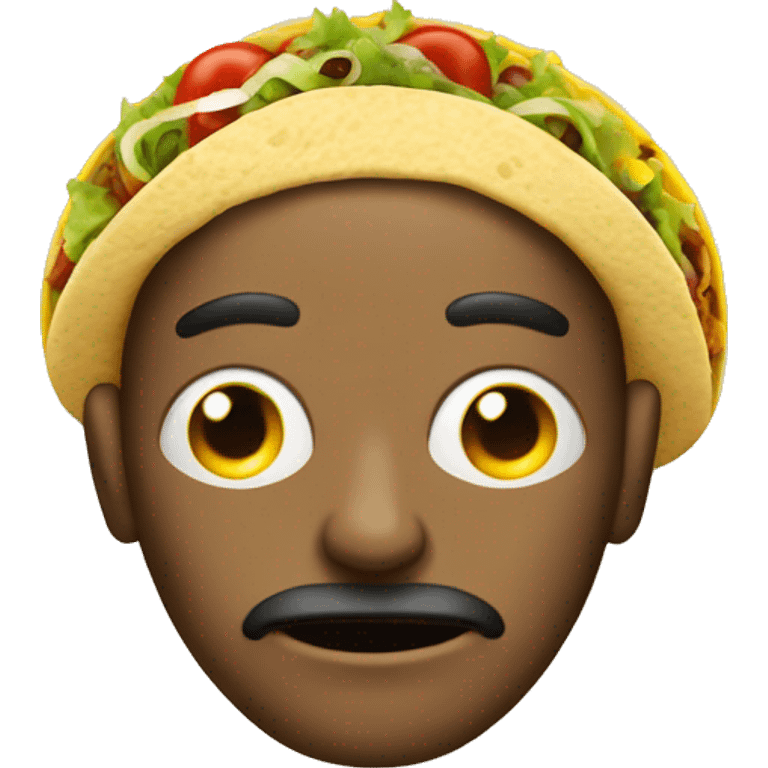 deformed man emoji with asymmetrical features and a taco on his head emoji