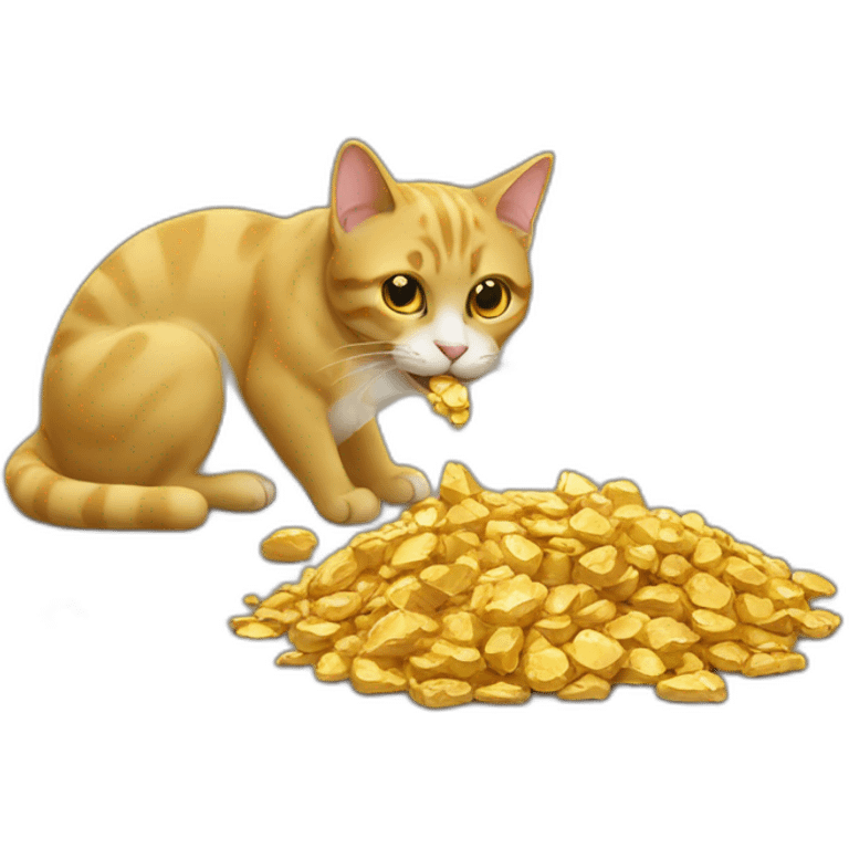 Cat eating gold emoji