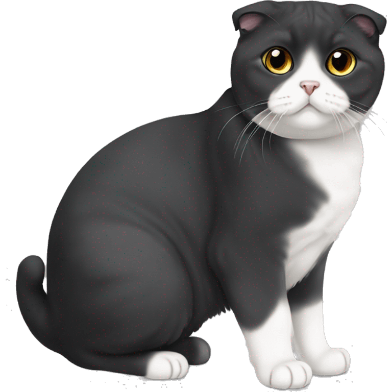 black and white scottish fold cat emoji