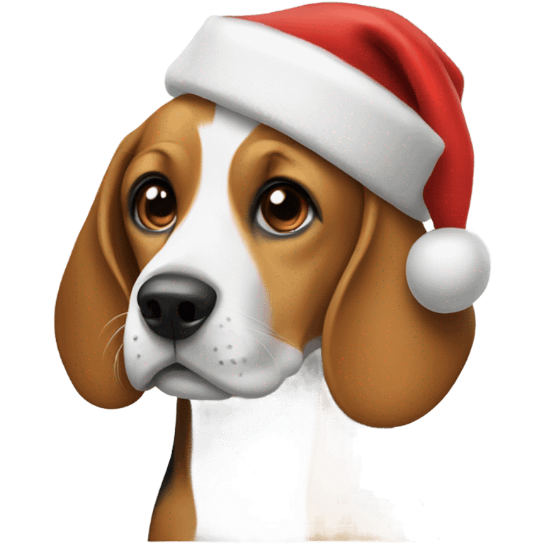 Beagle with Santa hat emoji