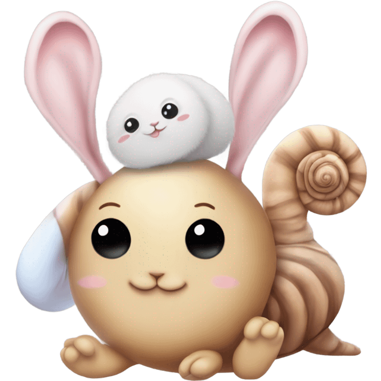 A snail with a bunny and bear friend emoji