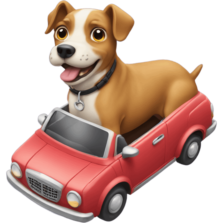 dog riding a car emoji