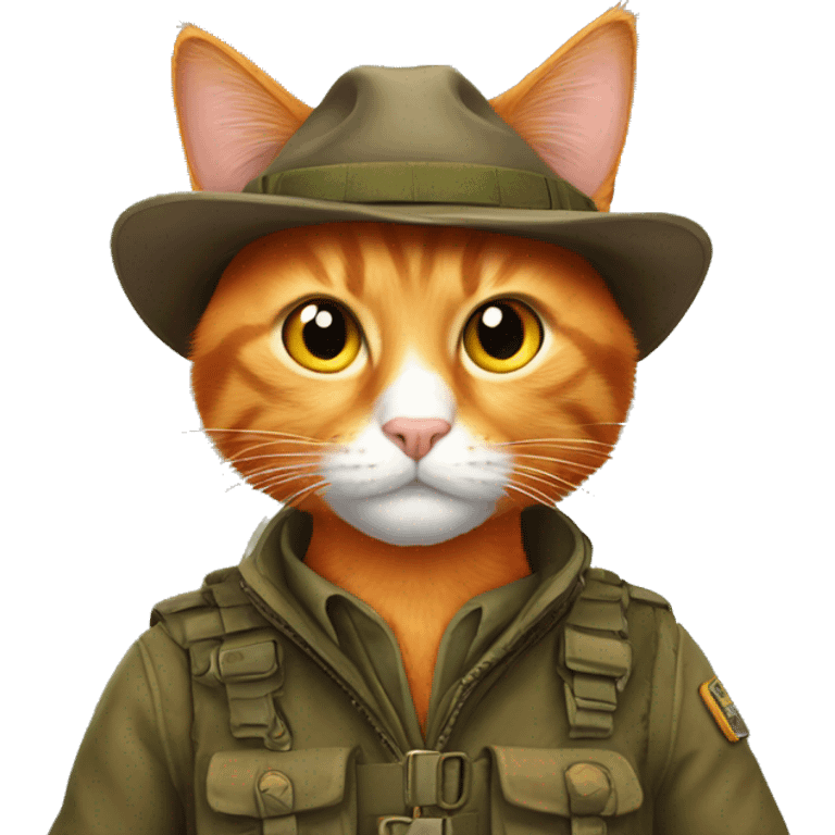 Orange cat in hunting attire  emoji