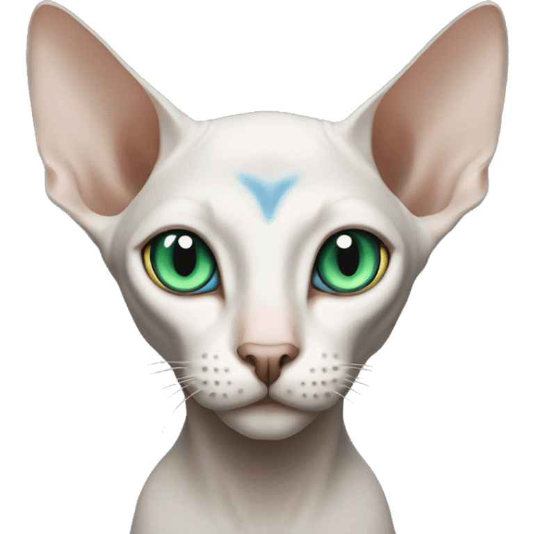 sphinx cat with one green eye one blue eye  emoji