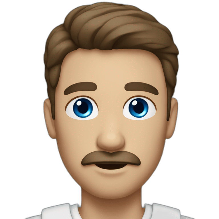 man with mustache up blue eyes brown hair emoji