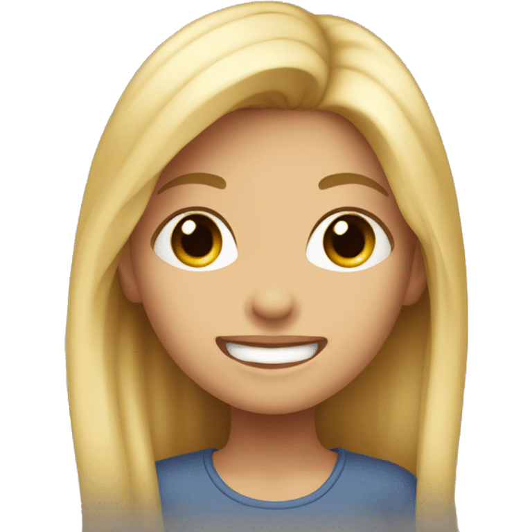 Niña rubia con pelo largo riendo emoji