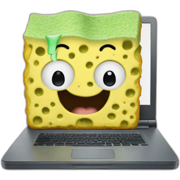 sponge bob typing laptop emoji