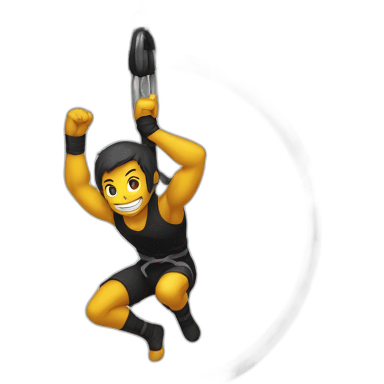 Ninja Warrior athlete, hanging from rings emoji