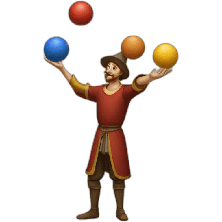 medieval juggler juggling 4 same-sized balls over them emoji