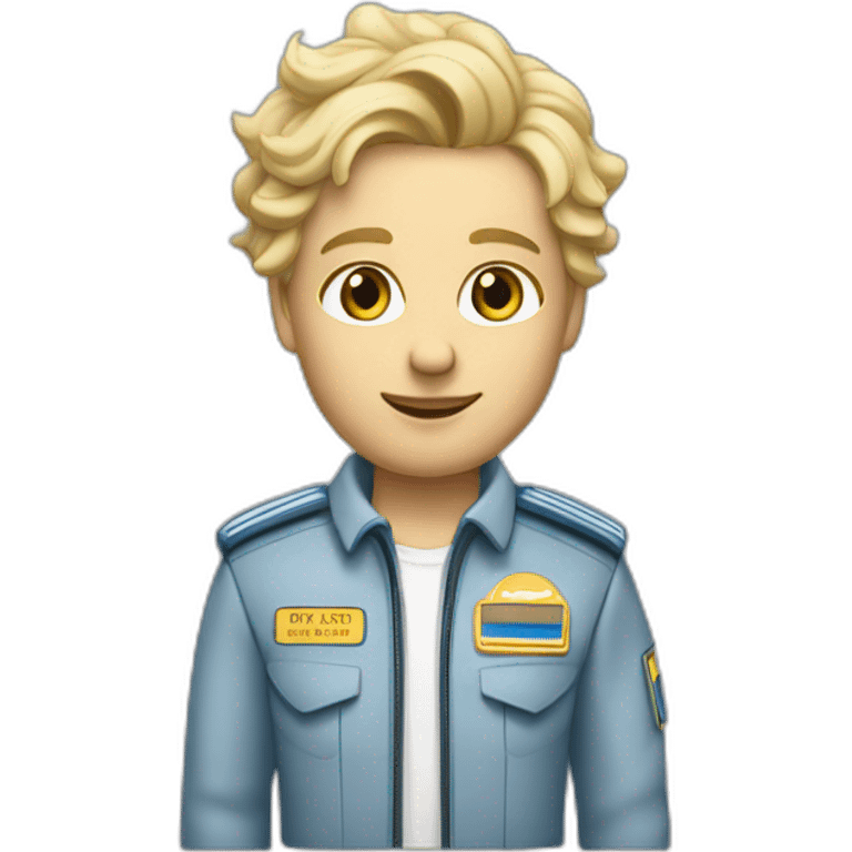 Un pilote d’avion blond au cheveux courts emoji