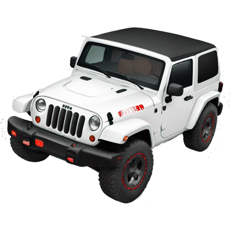 White Jeep Wrangler Rubicon with Red accents  emoji