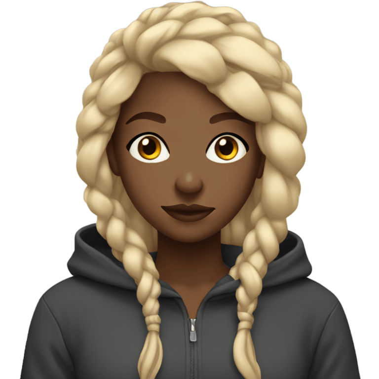 Black girl with blonde and black braids brown eyes in hoodie  emoji