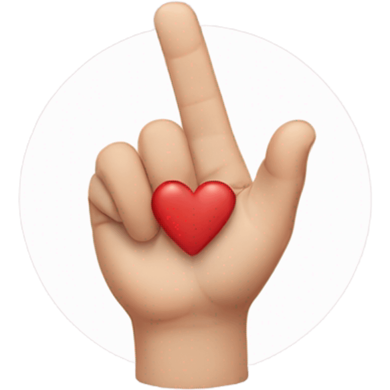 Thumb and third finger forming heart emoji