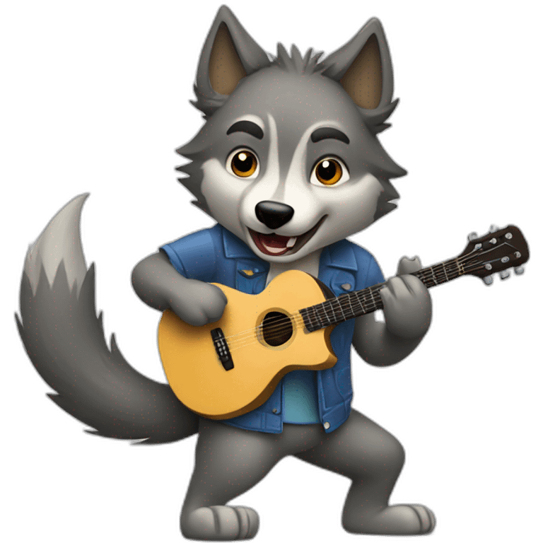 wolf playing guitar emoji