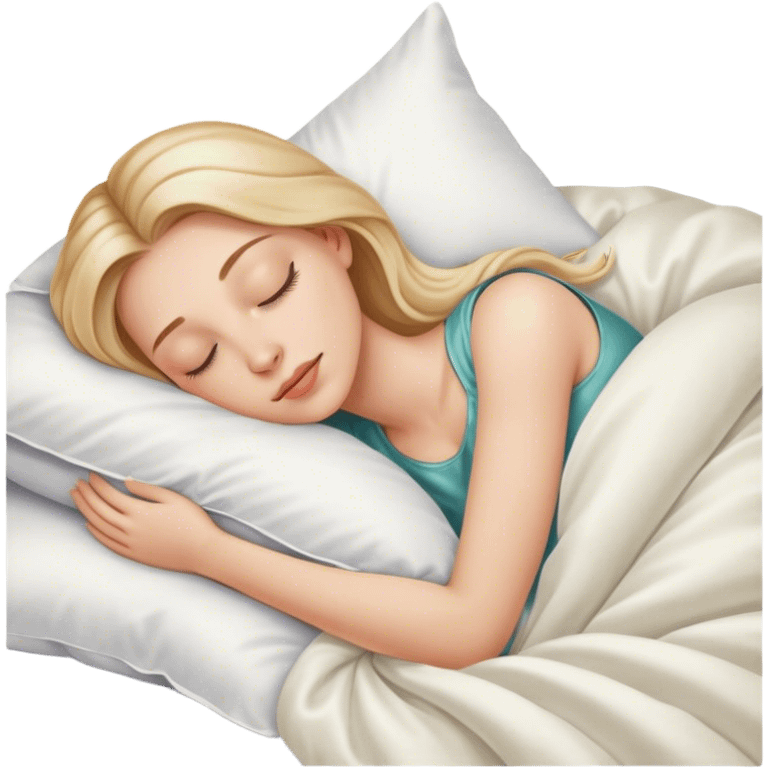 Sleeping beauty light brunett white girl sleeping on silk pillow and duvet  emoji