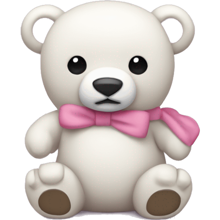 oso de peluche blanco con un moño rosa emoji