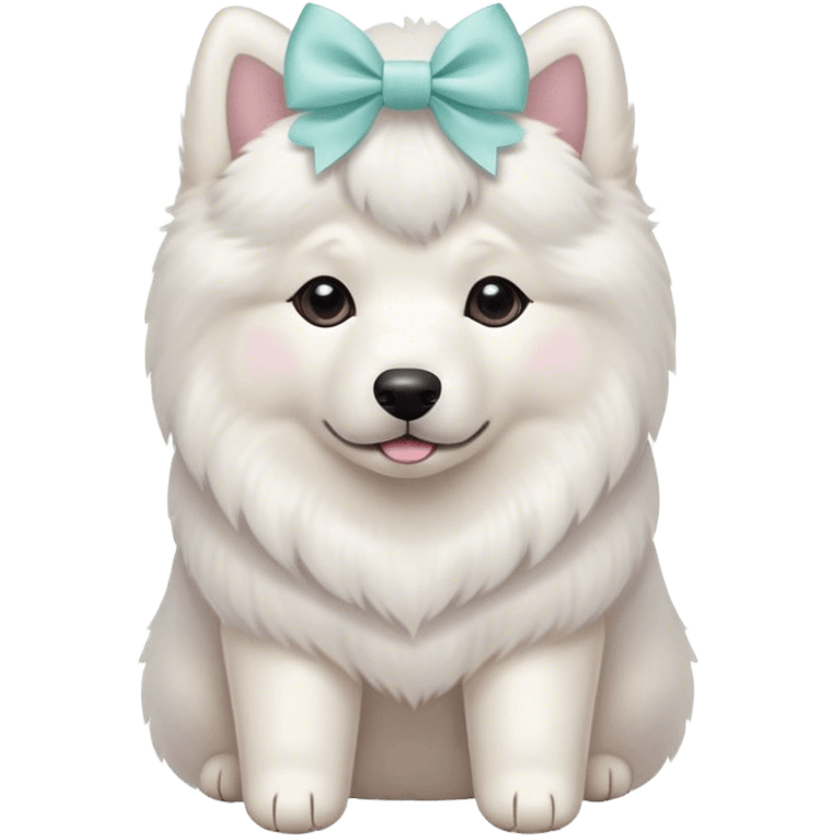 samoyed with pastel bow emoji