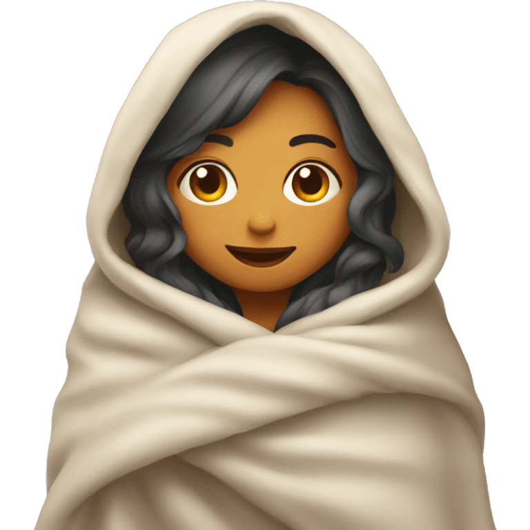 Cozy girl under blanket emoji