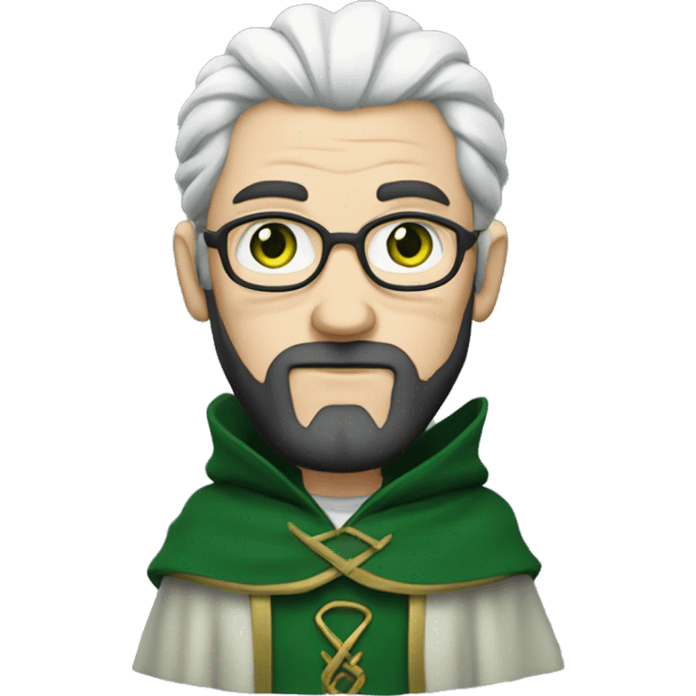 middle aged white-skinned wizard with black hair, green eyes in dark green disguise emoji