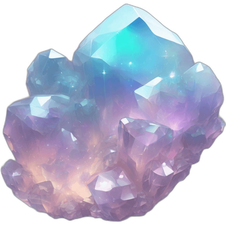 Sparkly glossy Pastel whitish iridescent glass nebula crystal clusters emoji