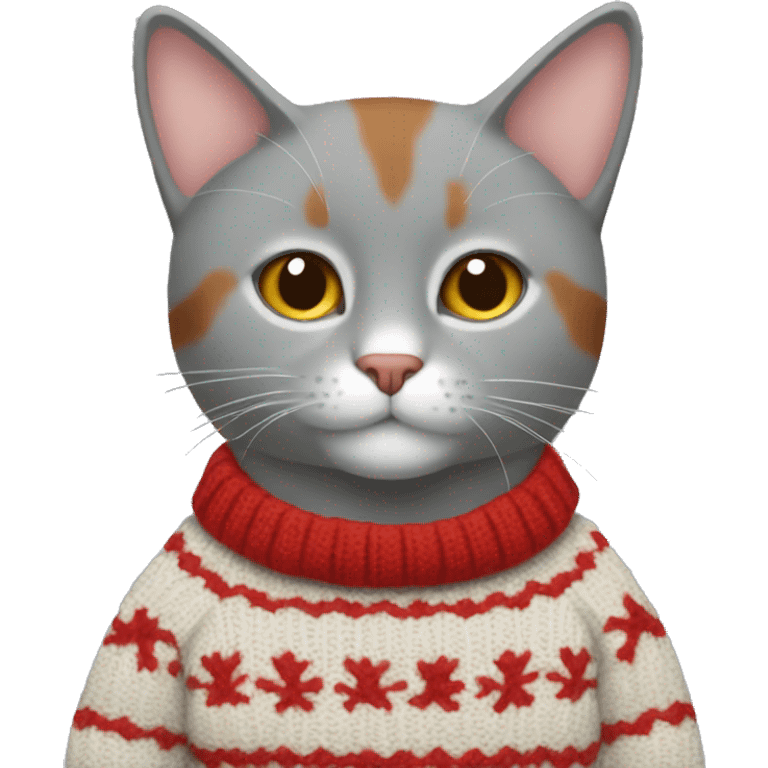 a gray-red cat in a sweater emoji