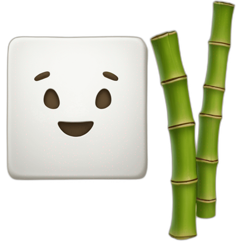 white canvas with bamboo emoji