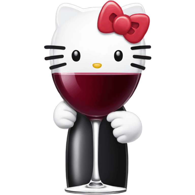 Hello Kitty drinking red wine emoji