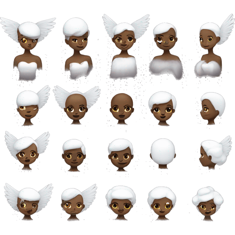 Bald, black skin, snow, angel,  emoji