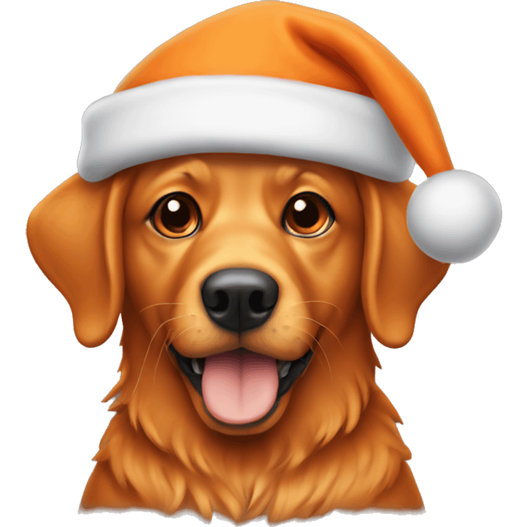 Orange dog with Christmas hat emoji