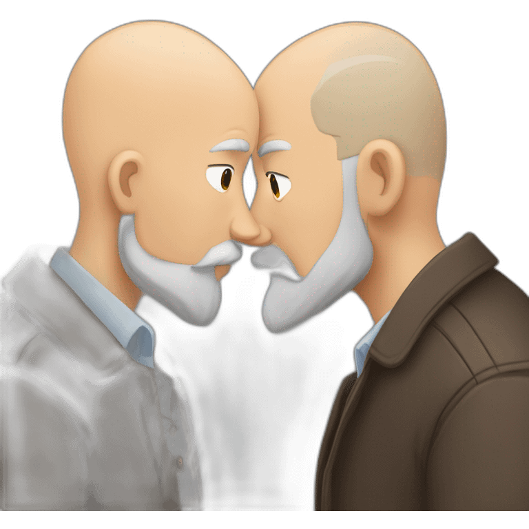 older bald brown European bearded detective  kissing bald older African bearded detective  emoji