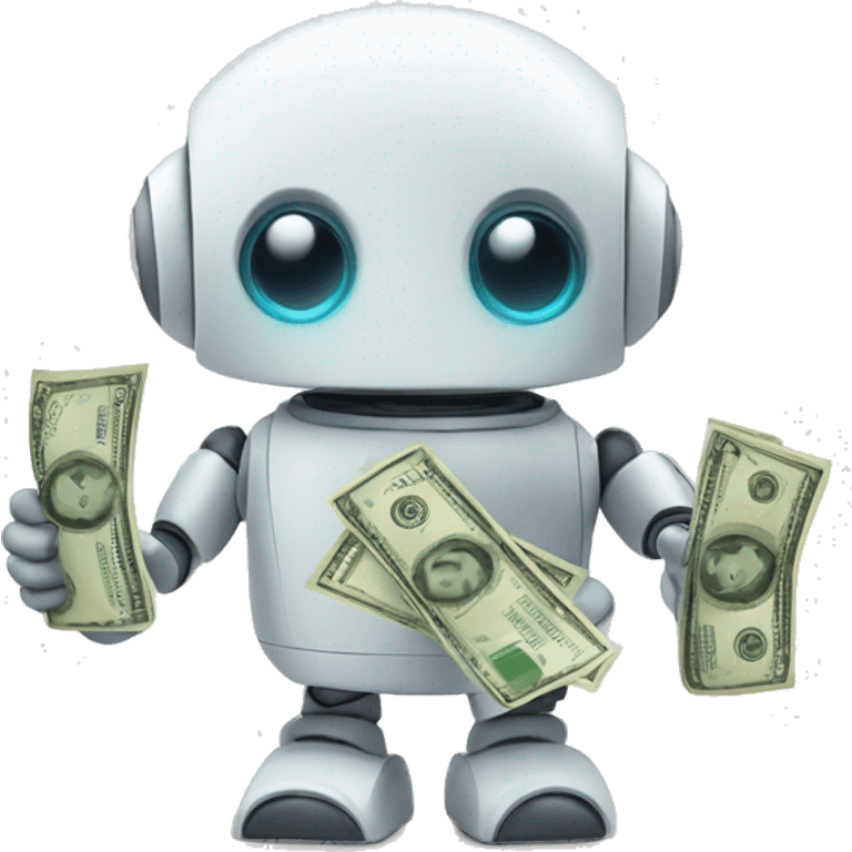 Cute FinTech Robot With Money emoji