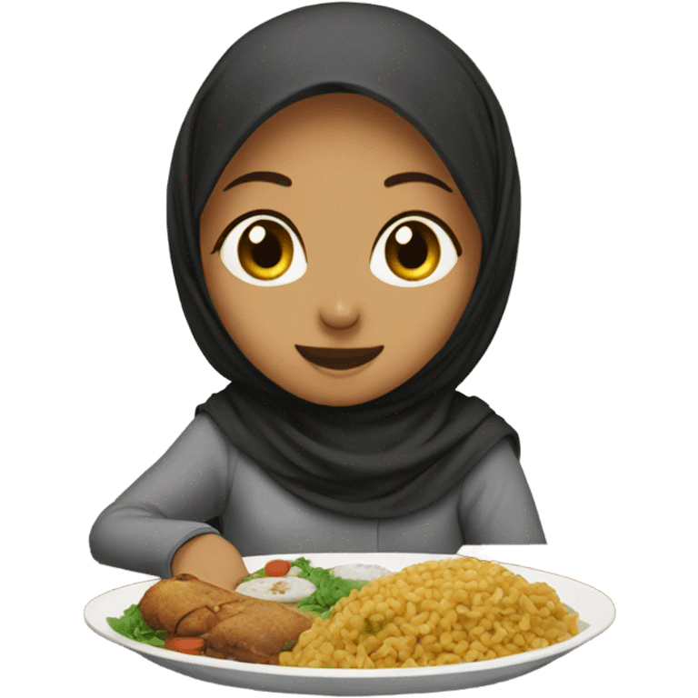 A muslim girl eating ramdan food emoji