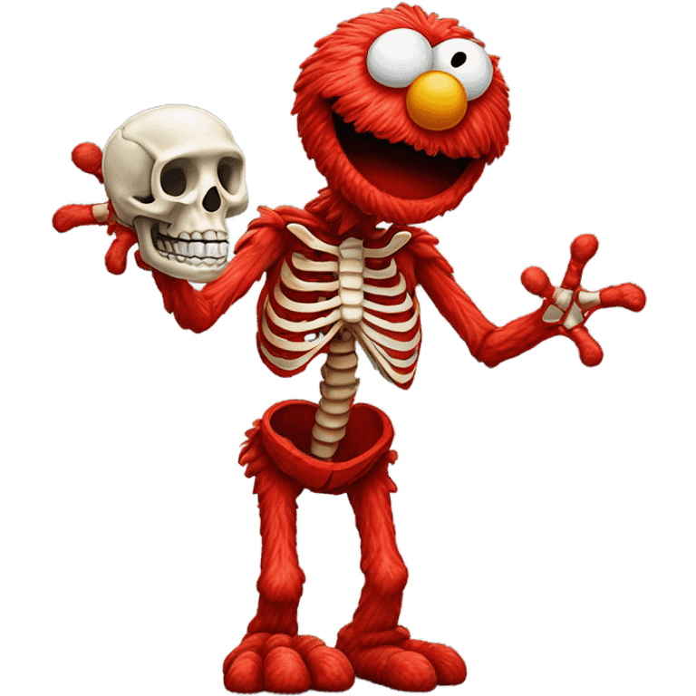 Photorealistic Elmo with a skeleton emoji