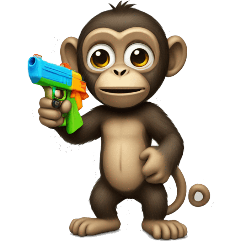 Monkey holding a watergun emoji