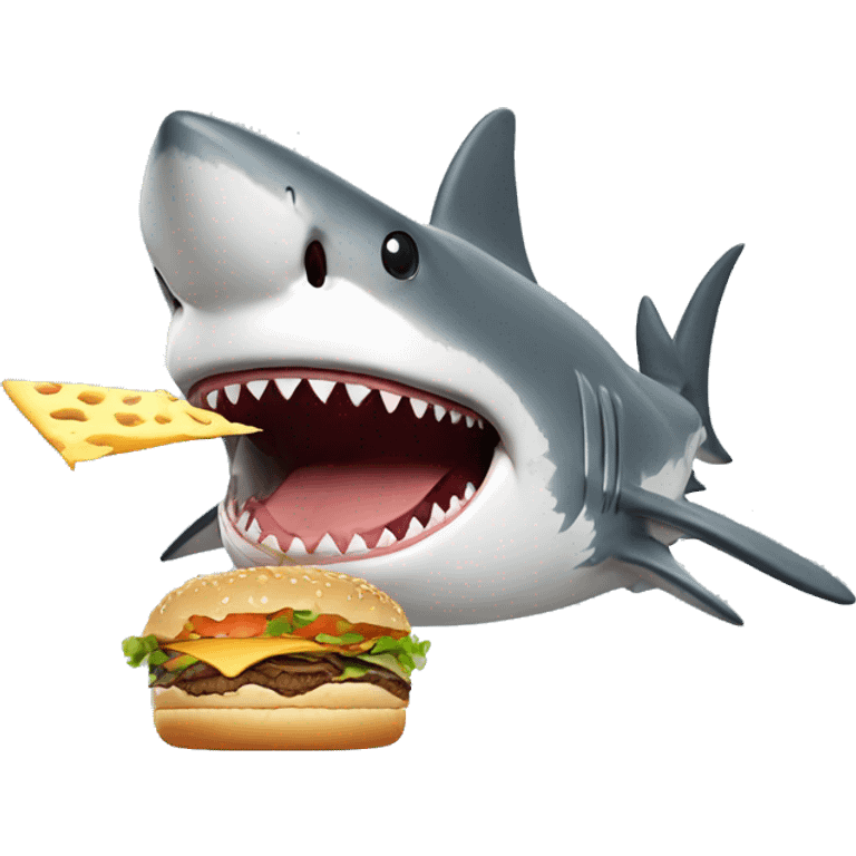 Shark eating a cheese burger emoji