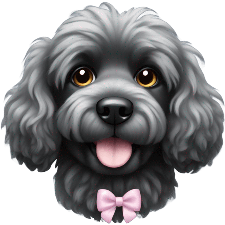 Black fluffy dog with bow emoji