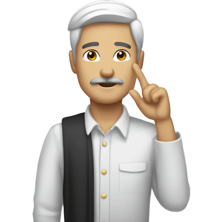 black haired white man with small mustache saluting emoji