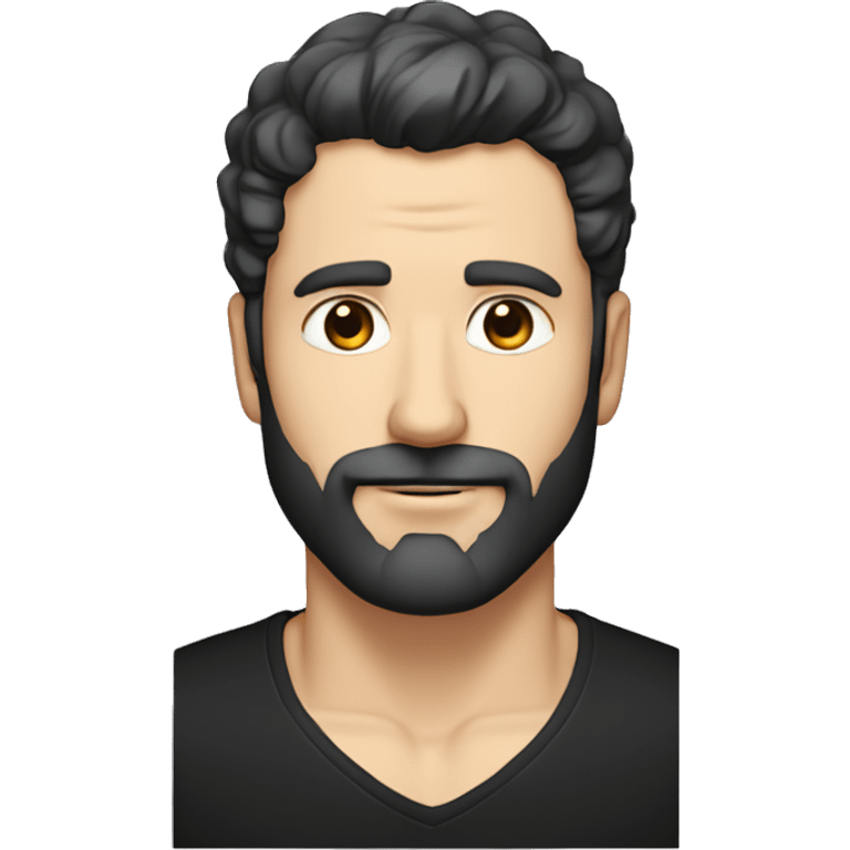 White man in black v-neck shirt with black hair that is slightly greying and a short black beard that is is slightly greying emoji